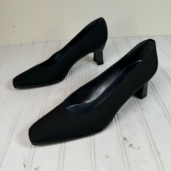 Stuart Weitzman black fabric block heeled pumps - Picture 1 of 9